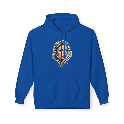 Palestine Woman Art Hoodie Unisex - Keffiyeh Scarf Dual-Sided Graphic Pullover